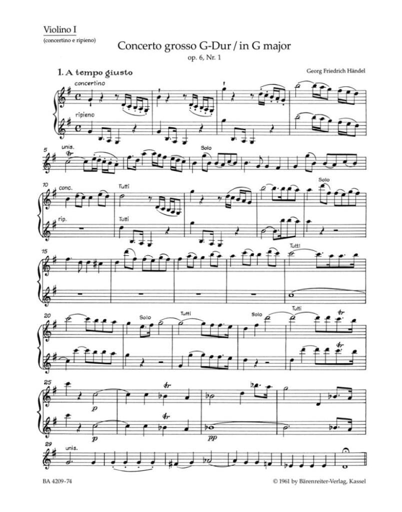 Concerto grosso in G major Op.6/1 (HWV 319)
